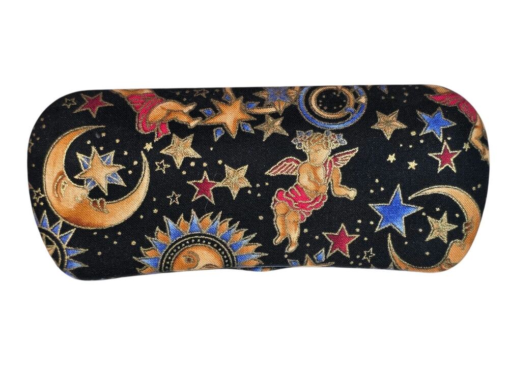 Hard Shell Eyeglasses Case, Clamshell Sunglasses Celestial Sun Moon and Stars